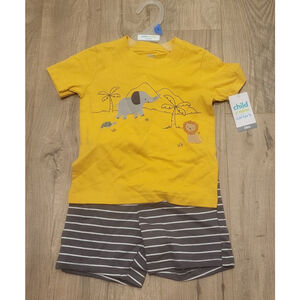 Carter's Baby Boy Outfit Set 24M Yellow Gray 2pc Outfit Safari Animals NWT
